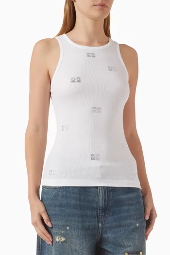 Butterfly Rhinestone Tank Top in Cotton