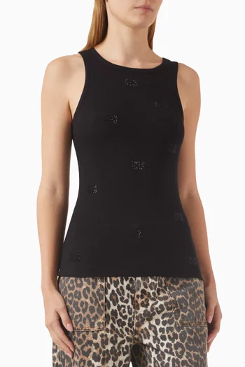 Butterfly Rhinestone Tank Top in Cotton