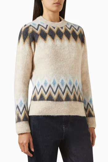 Diamond-pattern Knit Sweater in Brushed Alpaca