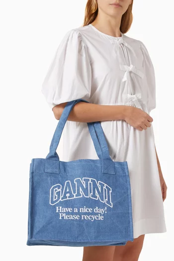 Large Easy Shopper Tote Bag in Recycled Denim