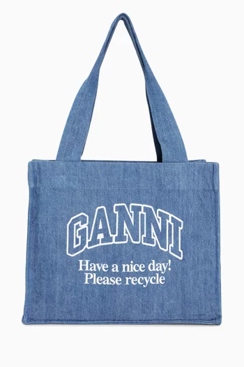 Large Easy Shopper Tote Bag in Recycled Denim