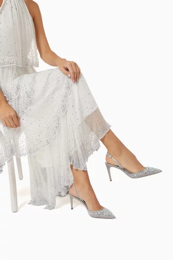 Embellished 100 Slingback Pumps in Mesh & Satin