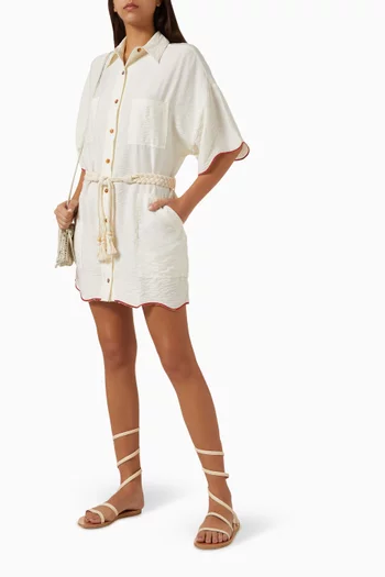 Belted Mini Dress in Cotton Blend