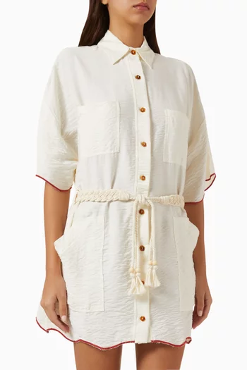 Belted Mini Dress in Cotton Blend