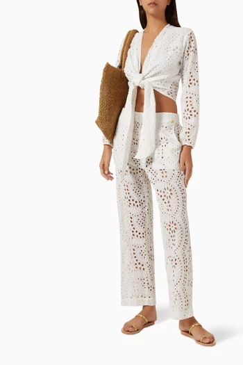 Broderie Anglaise Tie-up Top in Cotton