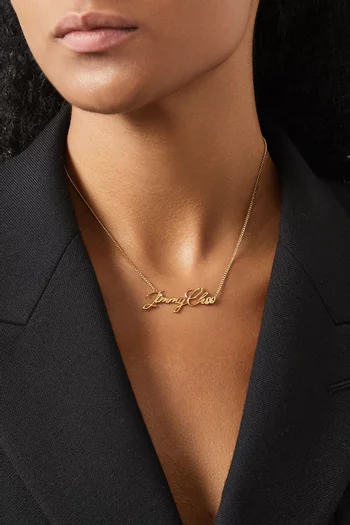 Script Logo Necklace in Brass