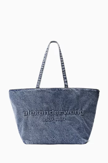 Medium Punch Tote Bag in Denim