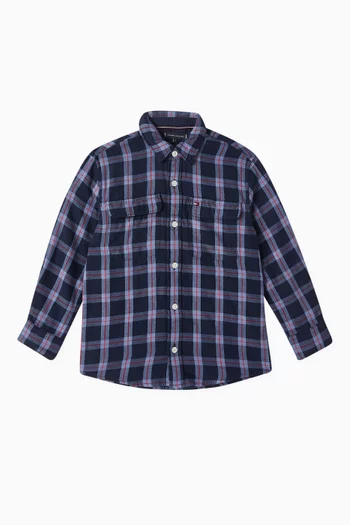 Mixed Check Shirt in Cotton-blend
