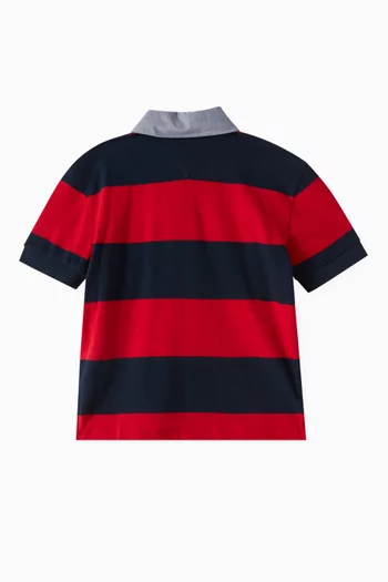 Rugby Stripe Polo Shirt in Cotton