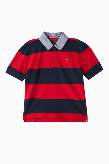 Rugby Stripe Polo Shirt in Cotton