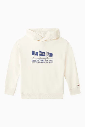 Flag Graphic Hoodie in Cotton