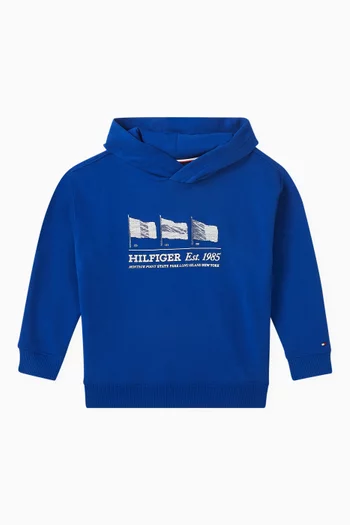 Flag Graphic Hoodie in Cotton