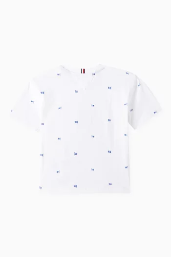 Flag Print T-Shirt in Cotton