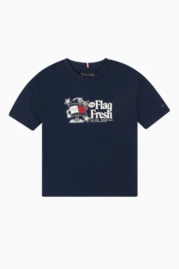 Flag Slogan T-shirt in Cotton