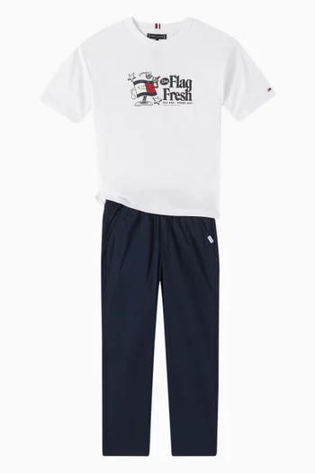 Flag Slogan T-shirt in Cotton