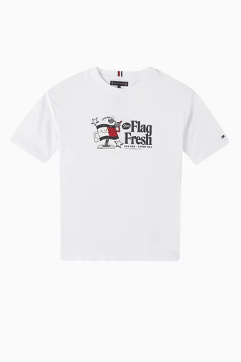 Flag Slogan T-shirt in Cotton