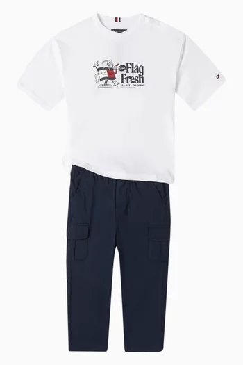Flag Embroidery Cargo Pants in Cotton