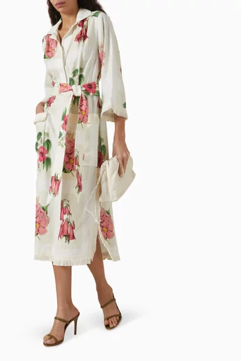 Verandah Floral Midi Dress in Linen