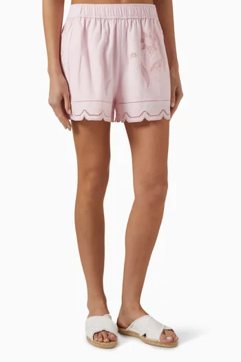 Tablecloth Lace Shorts in Hemp-cotton Blend