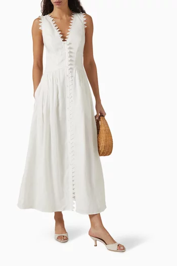 Lace-trim Apron Dress in Linen