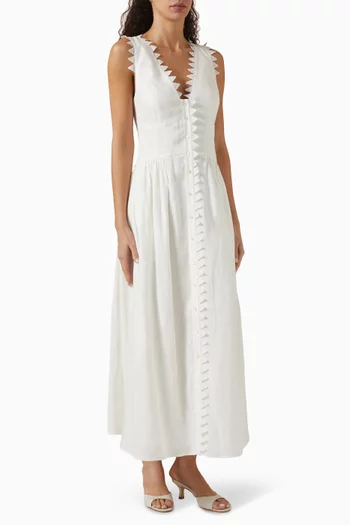 Lace-trim Apron Dress in Linen