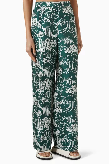 Garden Toile PJ Pants in Silk Dupion