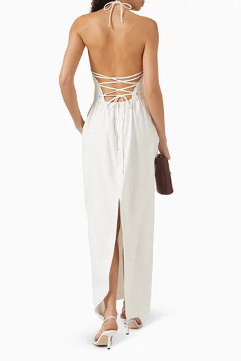 Halter Maxi Dress in Cotton Twill