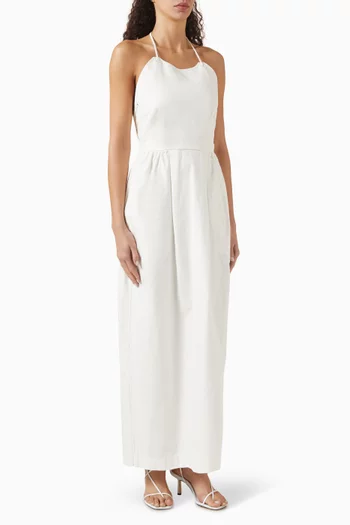 Halter Maxi Dress in Cotton Twill