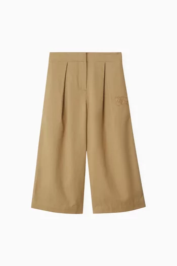 Pleated Wide-leg Pants in Cotton Twill