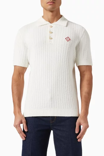 Logo Polo Shirt in Boucle-knit