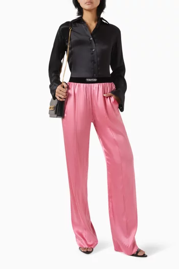 PJ Pants in Stretch Silk Satin