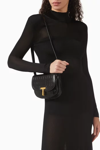 Wallis Mini Bag in Shiny Croc-embossed Leather