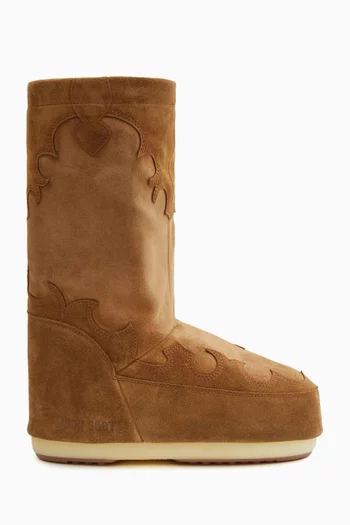 Icon Embroidered Boots in Suede