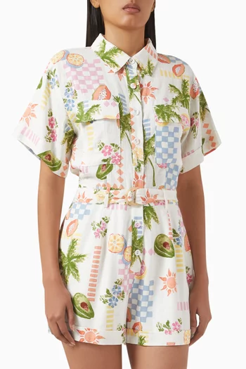 Gracie Belted Playsuit in Viscose Blend