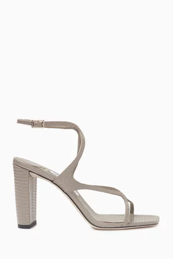 Azie 85 Sandals in Lizard-print Leather