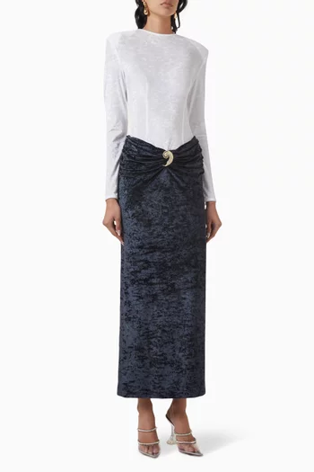 Spiral Jewel Gathered Maxi Dress