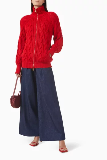 Turtleneck Cardigan in Wool-knit