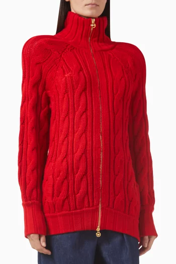 Turtleneck Cardigan in Wool-knit