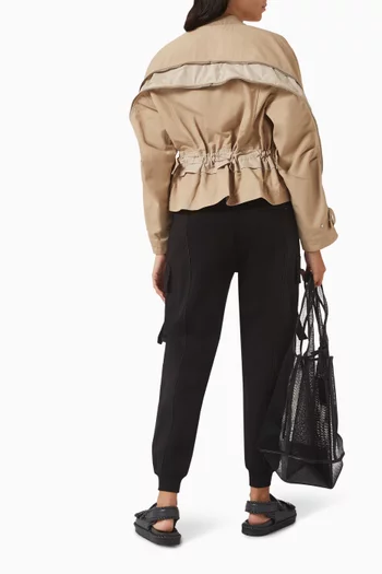 Zip Cocoon Back Bomber Jacket in Cotton-blend