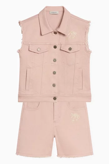 Embroidered Denim Jacket in Cotton