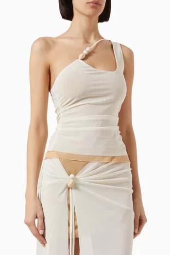 Siobhan One-shoulder Top in Mesh