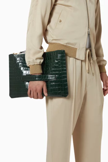 Portfolio Bag in Croc-embossed Leather