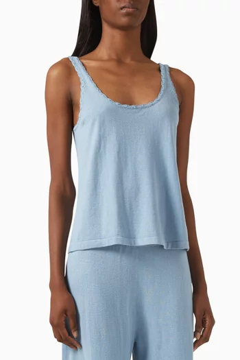Fine Gauge Sweater Tank in Cotton Blend