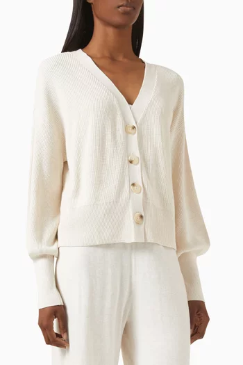 Fine Gauge Sweater Cardigan in Cotton Blend