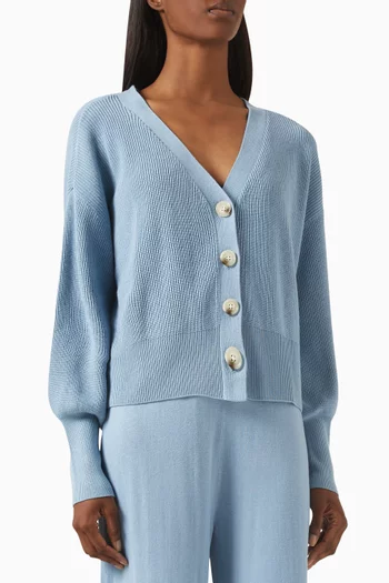 Fine Gauge Sweater Cardigan in Cotton Blend