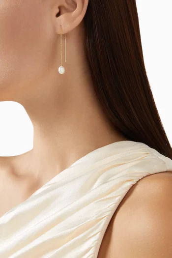 أقراط لوسيل بتصميم سلسلة رفيعة متدلية نحاس مطلي ذهب