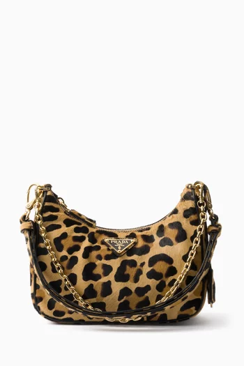 Mini Re-edition Printed Shoulder Bag in Leather