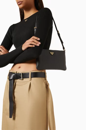 Small Envelope Shoulder Bag in Grained Leather