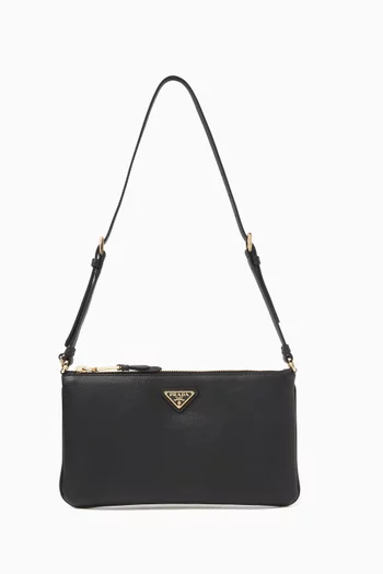 Small Envelope Shoulder Bag in Grained Leather