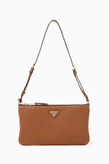 Small Logo Shoulder Bag in Grained Leather